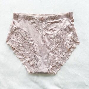 Barbra Soft Pink Beige Lace Women's High Waisted Panties - Medium
